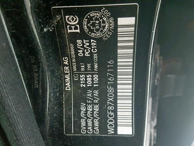 WDDGF87X08F167116 - 2008 MERCEDES-BENZ C 350 4MAT BLACK photo 10