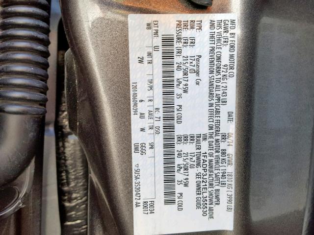 1FADP3J21EL355530 - 2014 FORD FOCUS TITA GRAY photo 10