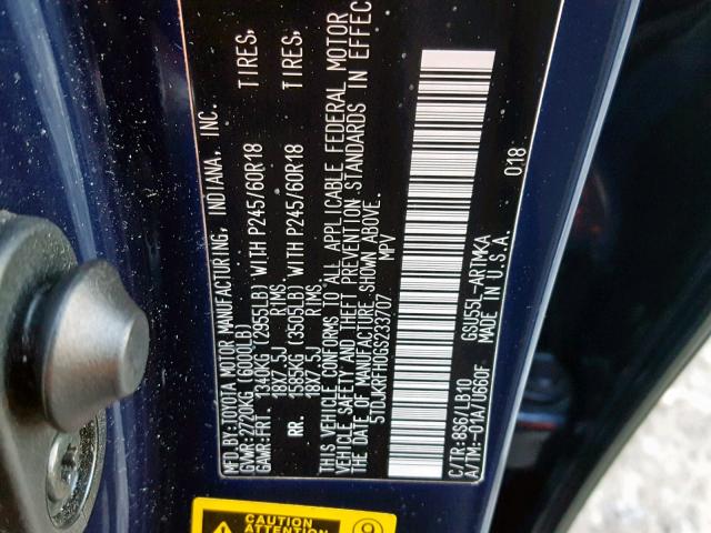 5TDJKRFH0GS233707 - 2016 TOYOTA HIGHLANDER ლურჯი ფოტო 10