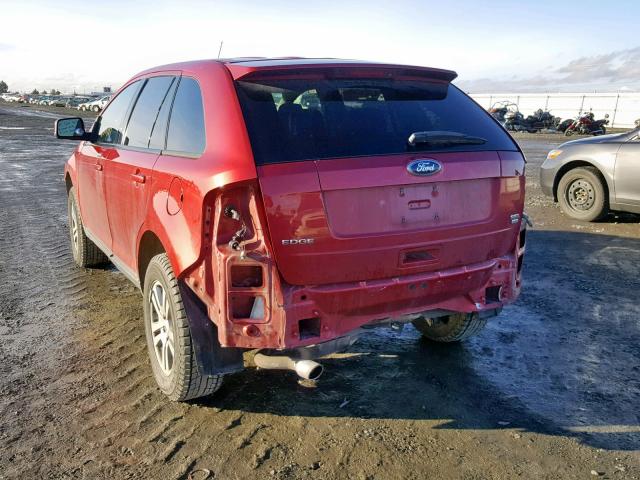 2FMDK48C48BA69734 - 2008 FORD EDGE SEL RED photo 3