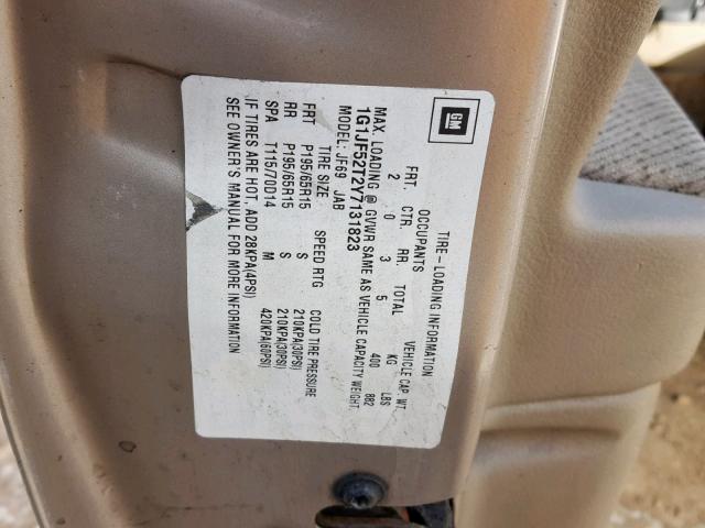 1G1JF52T2Y7131823 - 2000 CHEVROLET CAVALIER L GOLD photo 10