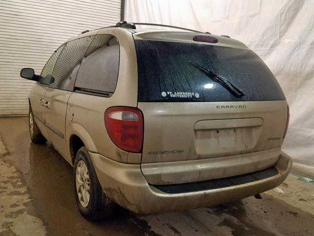 1B4GP45302B667675 - 2002 DODGE CARAVAN SP TAN photo 3