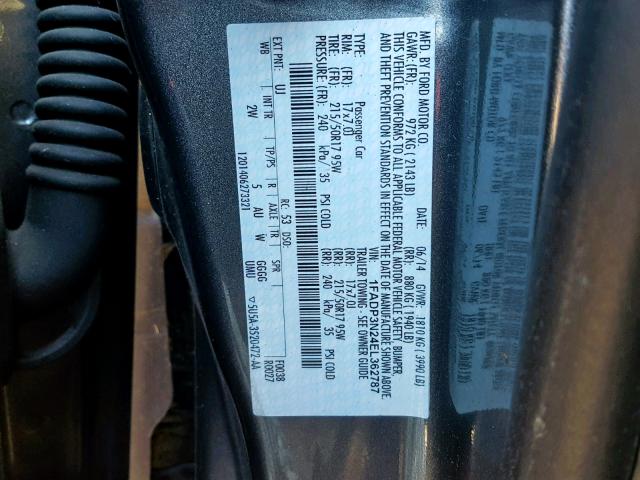 1FADP3N24EL362787 - 2014 FORD FOCUS TITA GRAY photo 10