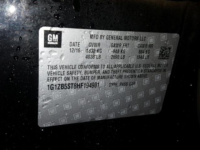 1G1ZB5ST8HF194901 - 2017 CHEVROLET MALIBU LS 黑色 照片 10