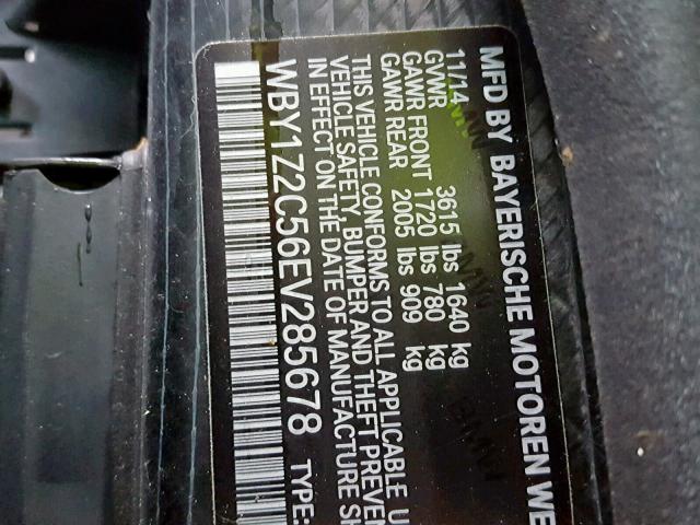 WBY1Z2C56EV285678 - 2014 BMW I3 BEV GRAY photo 10