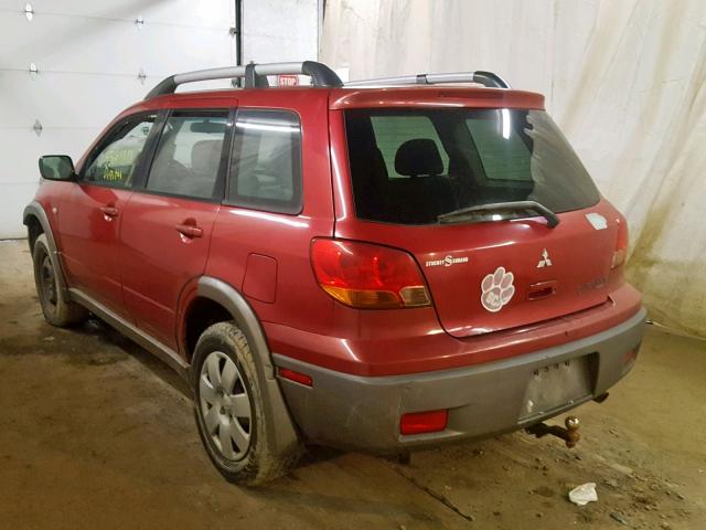 JA4LZ31G23U121264 - 2003 MITSUBISHI OUTLANDER BURGUNDY photo 3