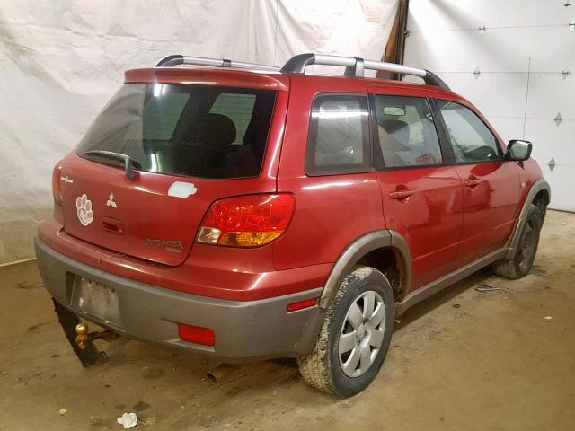 JA4LZ31G23U121264 - 2003 MITSUBISHI OUTLANDER BURGUNDY photo 4