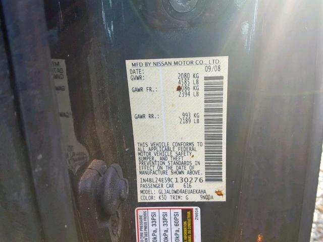 1N4BL24E59C130276 - 2009 NISSAN ALTIMA 3.5 SILVER photo 10