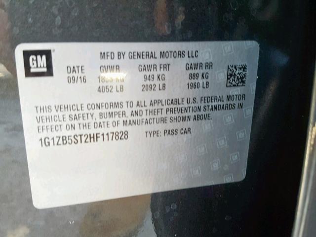 1G1ZB5ST2HF117828 - 2017 CHEVROLET MALIBU LS GRAY photo 10