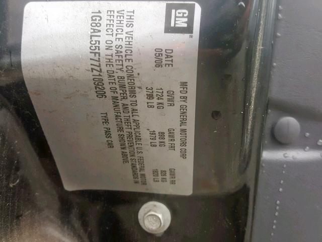 1G8AL55F77Z109206 - 2007 SATURN ION LEVEL BLUE photo 10