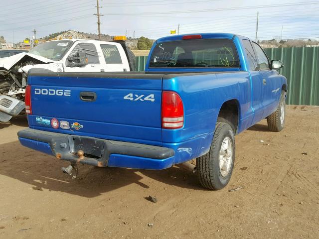 1B7GG22XXYS615915 - 2000 DODGE DAKOTA BLUE photo 4