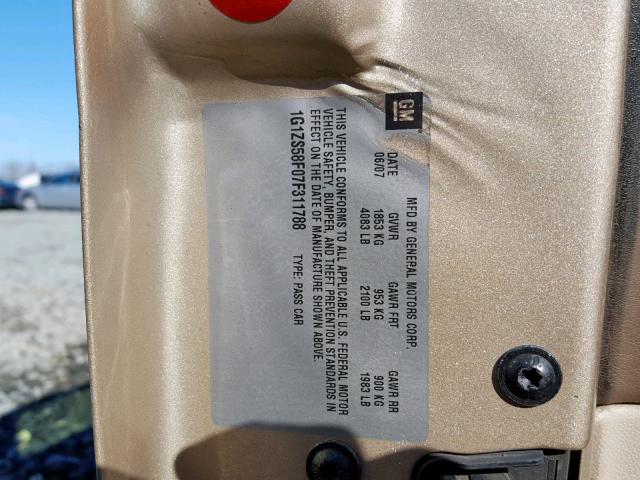 1G1ZS58F07F311788 - 2007 CHEVROLET MALIBU LS 金色 照片 10