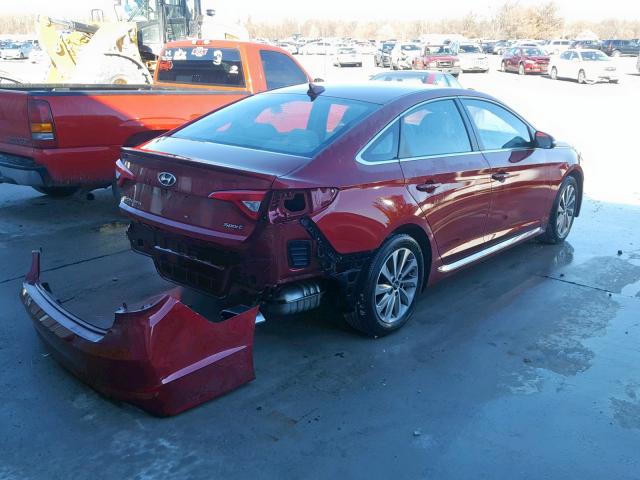 5NPE34AF4FH075593 - 2015 HYUNDAI SONATA SPO RED photo 4