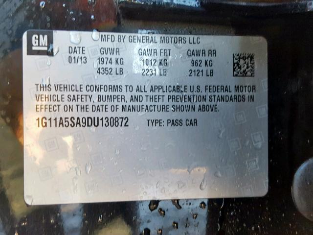 1G11A5SA9DU130872 - 2013 CHEVROLET MALIBU LS Qara foto 10