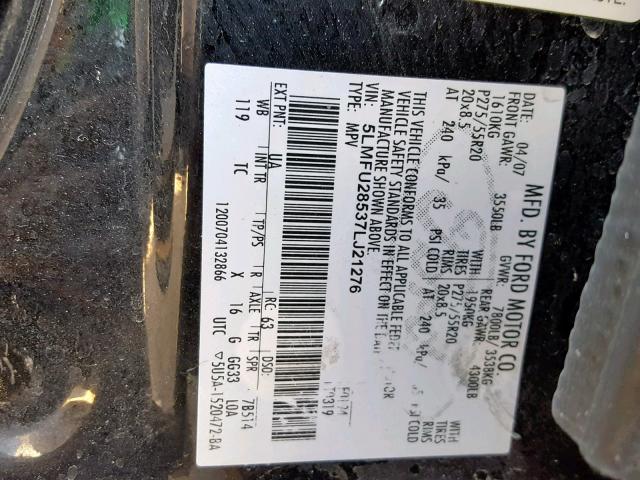 5LMFU28537LJ21276 - 2007 LINCOLN NAVIGATOR 黑色 照片 10