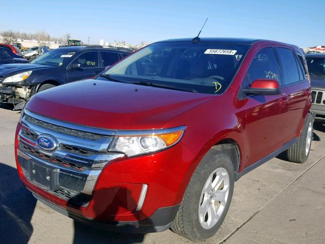 2FMDK4JC9DBC76351 - 2013 FORD EDGE SEL RED photo 2