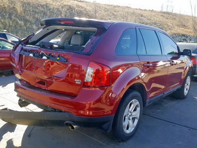 2FMDK4JC9DBC76351 - 2013 FORD EDGE SEL RED photo 4