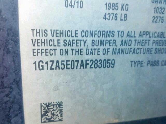 1G1ZA5E07AF283059 - 2010 CHEVROLET MALIBU LS BLUE photo 10