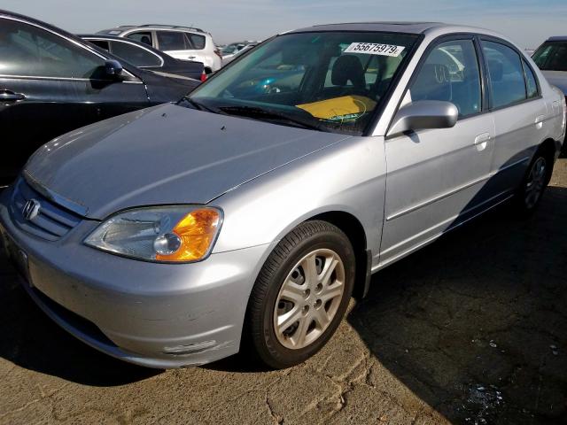 2HGES25803H532697 - 2003 HONDA CIVIC EX SILVER photo 2