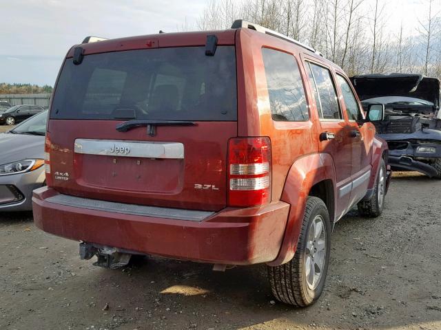 1J8GN58K78W156623 - 2008 JEEP LIBERTY LI RED photo 4