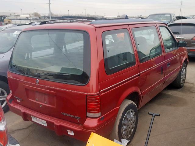 2P4GH4538RR653711 - 1994 PLYMOUTH VOYAGER SE RED photo 4
