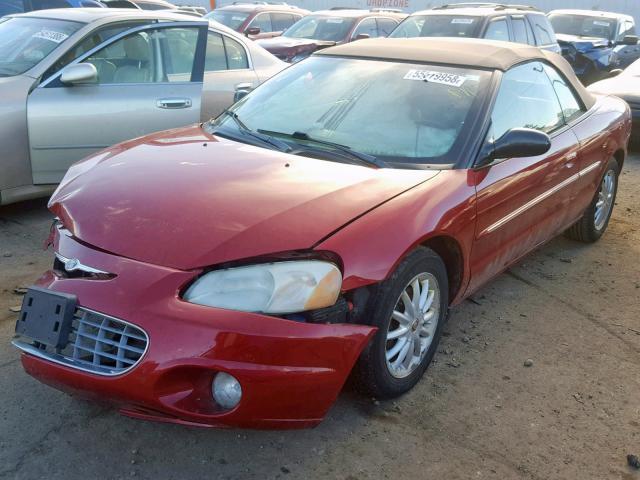 1C3EL55R02N280594 - 2002 CHRYSLER SEBRING LX RED photo 2