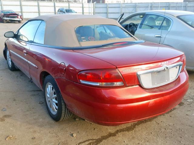 1C3EL55R02N280594 - 2002 CHRYSLER SEBRING LX RED photo 3