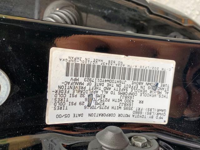 JT6HT00W4Y0117923 - 2000 LEXUS LX 470 BLACK photo 10