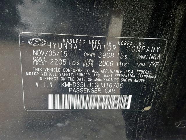 KMHD35LH1GU316786 - 2016 HYUNDAI ELANTRA GT BLACK photo 10