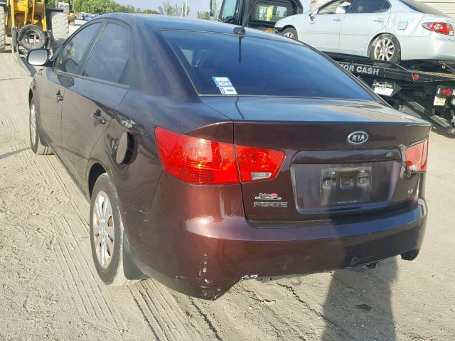 KNAFU4A21A5199437 - 2010 KIA FORTE EX BURGUNDY photo 3