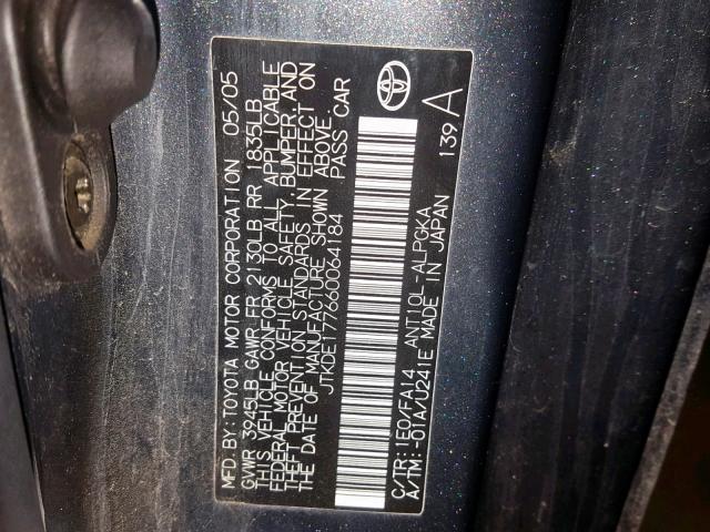 JTKDE177660064184 - 2006 TOYOTA SCION TC Boz foto 10