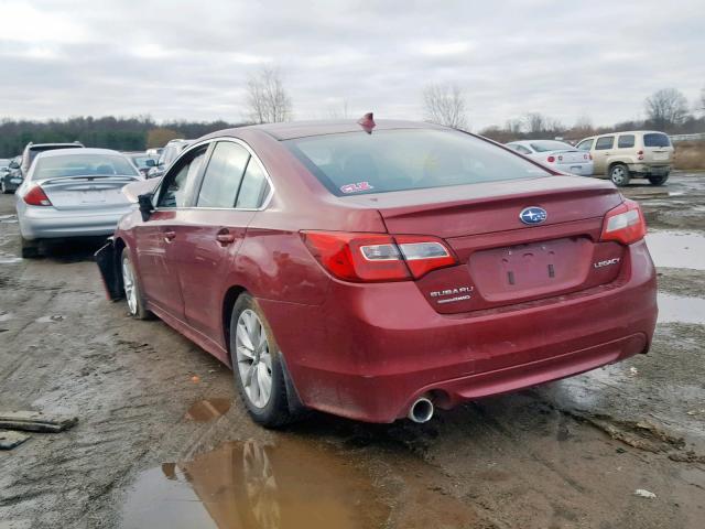 4S3BNBC69G3058252 - 2016 SUBARU LEGACY 2.5 BURGUNDY photo 3