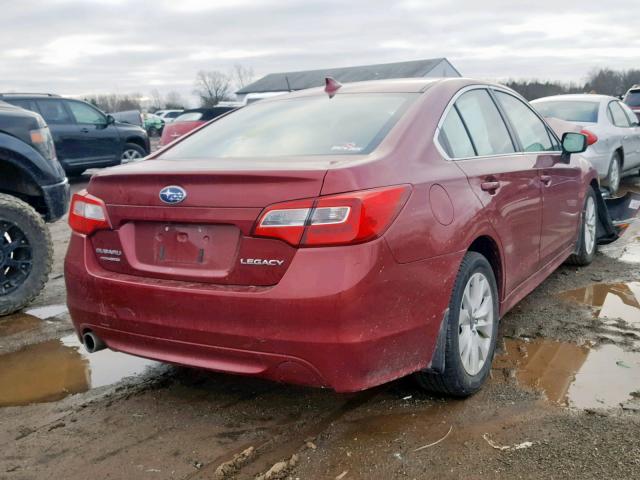 4S3BNBC69G3058252 - 2016 SUBARU LEGACY 2.5 BURGUNDY photo 4