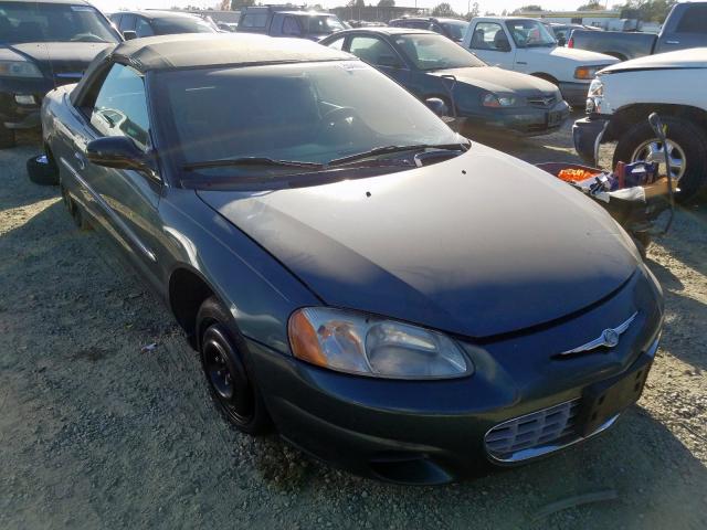 1C3EL45R22N227664 - 2002 CHRYSLER SEBRING LX BLUE photo 1