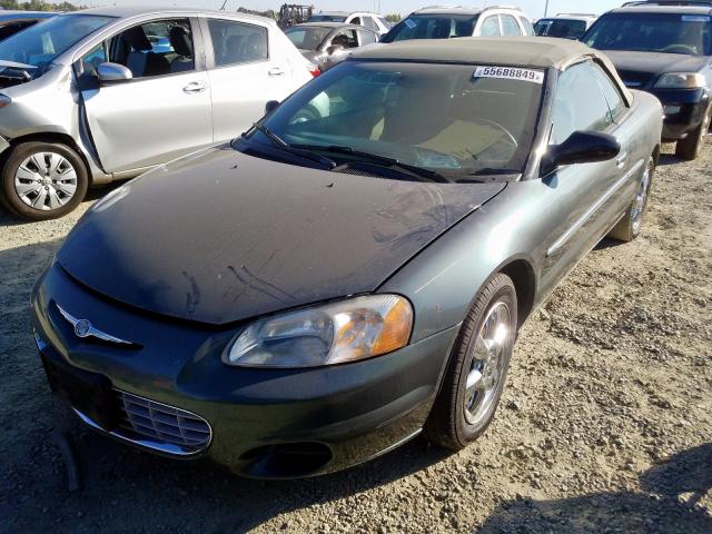 1C3EL45R22N227664 - 2002 CHRYSLER SEBRING LX BLUE photo 2