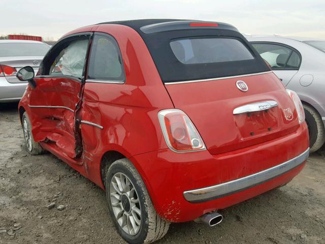 3C3CFFERXCT380062 - 2012 FIAT 500 LOUNGE RED photo 3