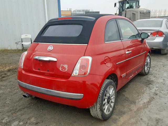3C3CFFERXCT380062 - 2012 FIAT 500 LOUNGE RED photo 4