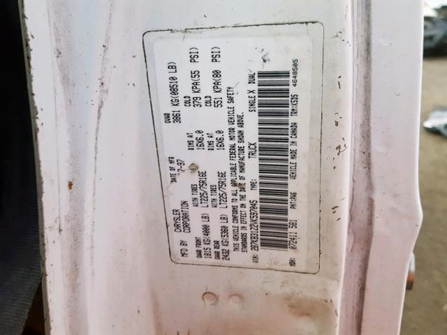 2B7KB31Z2VK597045 - 1997 DODGE RAM VAN B3 WHITE photo 10