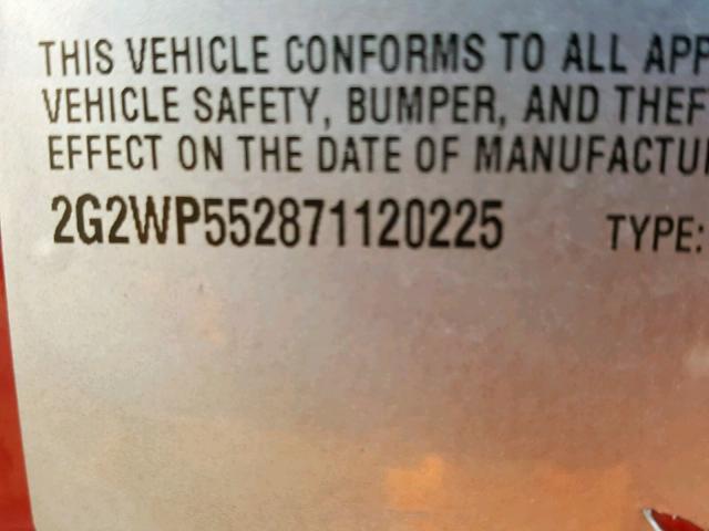 2G2WP552871120225 - 2007 PONTIAC GRAND PRIX წითელი ფოტო 10