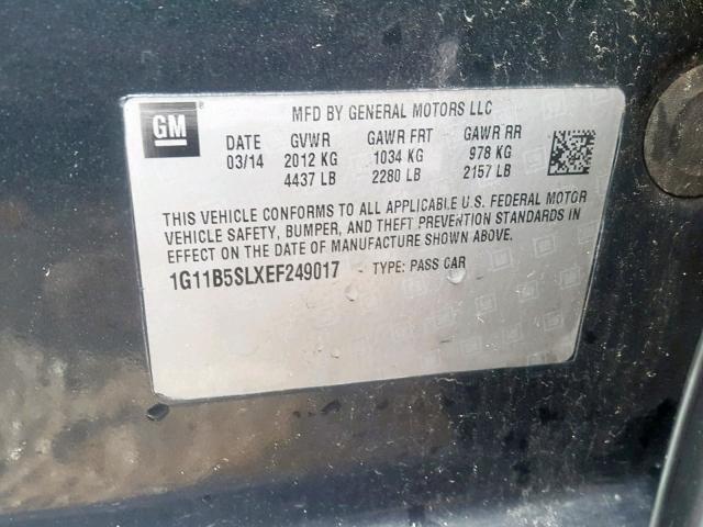 1G11B5SLXEF249017 - 2014 CHEVROLET MALIBU LS 灰色 照片 10