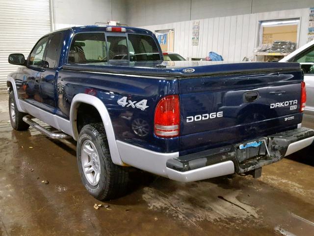 1D7HG42N33S363132 - 2003 DODGE DAKOTA SLT BLUE photo 3