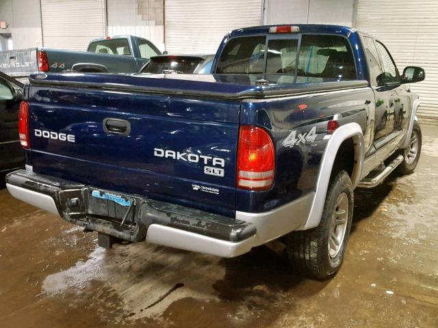 1D7HG42N33S363132 - 2003 DODGE DAKOTA SLT BLUE photo 4