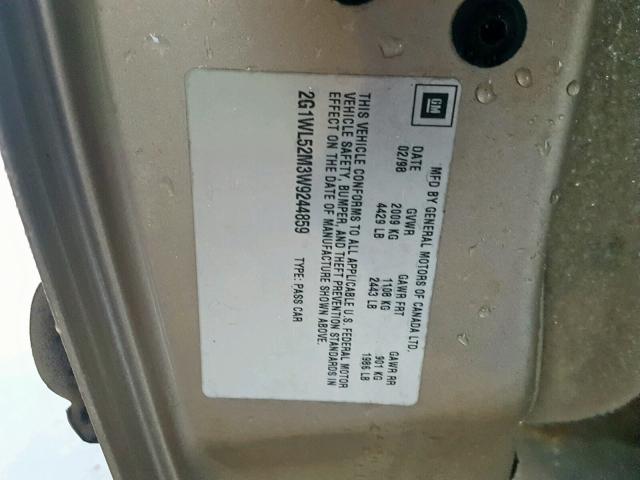 2G1WL52M3W9244859 - 1998 CHEVROLET LUMINA BAS 棕色 照片 10