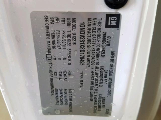 1GNDV231X8D178495 - 2008 CHEVROLET UPLANDER L Ağ foto 10