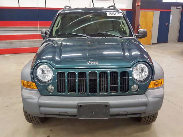 1J4GL48K45W601624 - 2005 JEEP LIBERTY SP GREEN photo 9