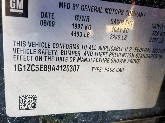 1G1ZC5EB9A4120307 - 2010 CHEVROLET MALIBU 1LT GRAY photo 10