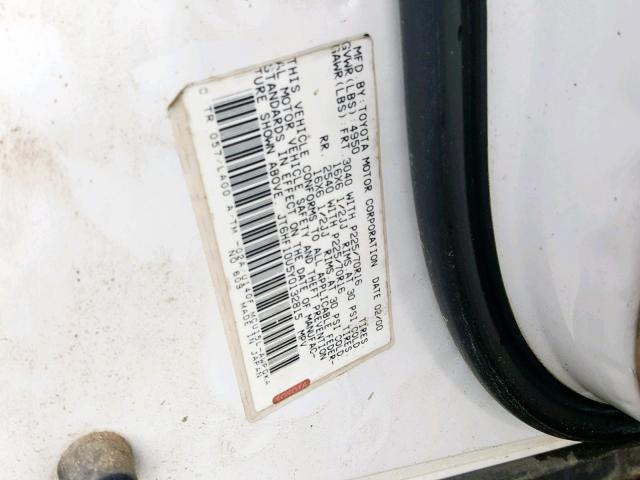 JT6HF10U5Y0132815 - 2000 LEXUS RX 300 WHITE photo 10