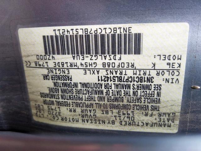 3N1BC1CP7BL514211 - 2011 NISSAN VERSA S SILVER photo 10