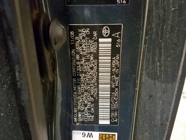 JTKDE167990298065 - 2009 TOYOTA SCION TC GRAY photo 10