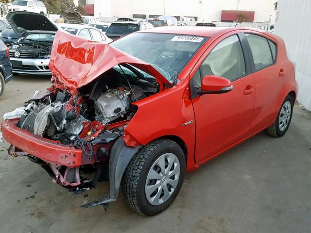 JTDKDTB32E1083275 - 2014 TOYOTA PRIUS C RED photo 2